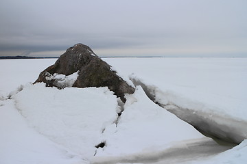 Image showing  seascape rock under the ice