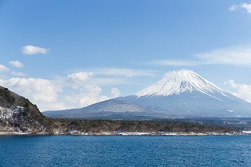 Image showing Lake Motosu with mountain Fuji