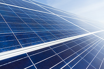 Image showing Solar panel for generator electricity with blue sky