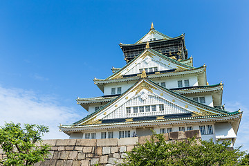 Image showing Osaka castle with clear blue sky