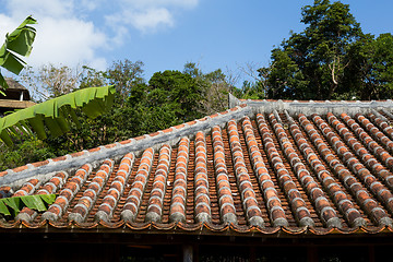 Image showing Old asian roof clay tiles 