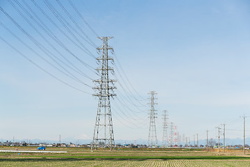 Image showing Power lines in countryside