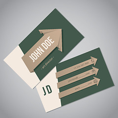 Image showing Green business card with arrow ribbons