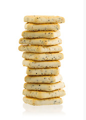 Image showing Stack of square crackers isolated