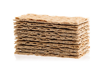 Image showing Stack of crackers (breakfast) isolated