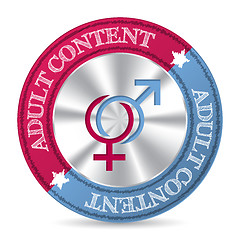Image showing Pink blue adult content badge