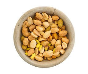 Image showing Fresh mixed salted nuts in a bowl, peanut mix