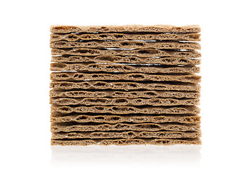 Image showing Stack of crackers (breakfast) isolated