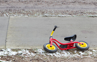 Image showing Red childrens balance bicycle 