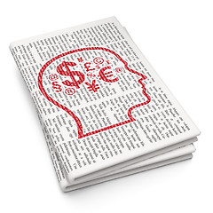 Image showing Learning concept: Head With Finance Symbol on Newspaper background