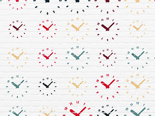 Image showing Time concept: Clock icons on wall background