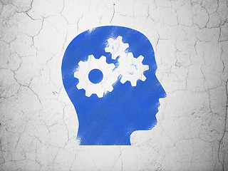 Image showing Education concept: Head With Gears on wall background