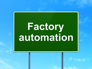 Image showing Industry concept: Factory Automation on road sign background