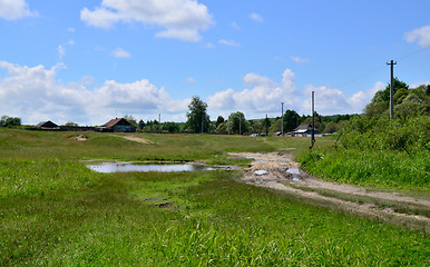 Image showing Rural summer landscape with the image of the old village