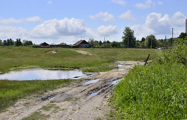 Image showing Rural summer landscape with the image of the old village