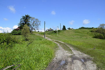 Image showing Rural summer landscape with the image of the old village