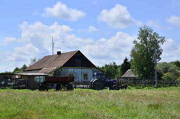 Image showing Rural summer landscape with the image of the old village