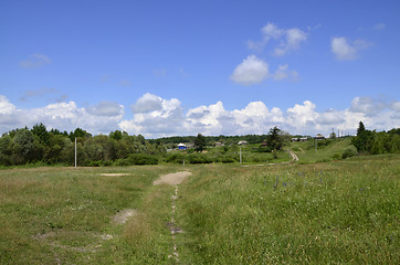 Image showing Rural summer landscape with the image of the old village