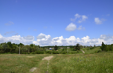 Image showing Rural summer landscape with the image of the old village