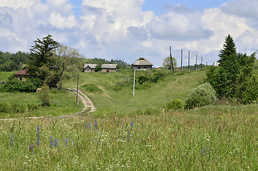 Image showing Rural summer landscape with the image of the old village