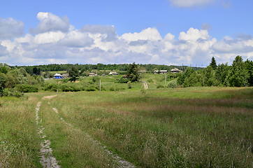 Image showing Rural summer landscape with the image of the old village