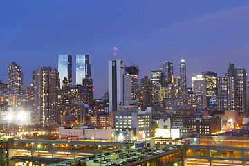 Image showing Midtown Manhattan panorama at sunset