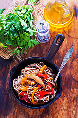 Image showing soba with meat and vegetables