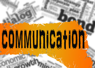 Image showing Word cloud with communication word on yellow and red banner