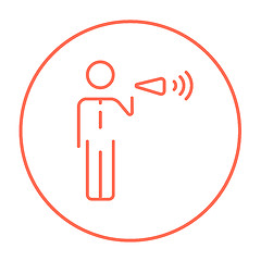 Image showing Businessman with megaphone line icon.