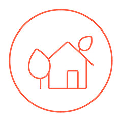 Image showing Eco-friendly house line icon.