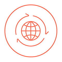 Image showing Globe with arrows line icon.