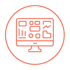 Image showing Monitor with business graphs line icon.