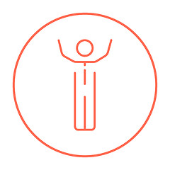 Image showing Man with raised arms line icon.