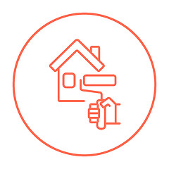 Image showing House painting line icon.