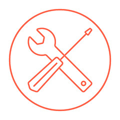Image showing Screwdriver and wrench tools line icon.