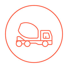 Image showing Concrete mixer truck line icon.