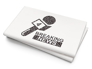 Image showing News concept: Breaking News And Microphone on Blank Newspaper background