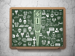 Image showing Health concept: Thermometer on School Board background