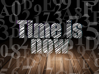Image showing Time concept: Time is Now in grunge dark room