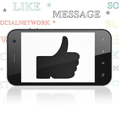 Image showing Social media concept: Smartphone with Thumb Up on display