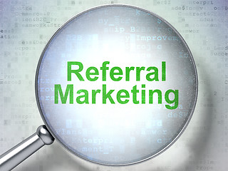 Image showing Advertising concept: Referral Marketing with optical glass