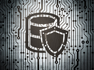 Image showing Database concept: circuit board with Database With Shield