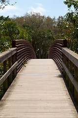 Image showing red curved bridge