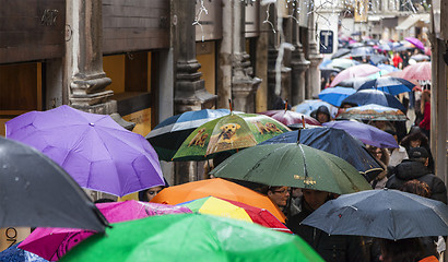 Image showing Crowd of Umbrellas in Venice