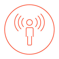 Image showing Man with soundwaves line icon.