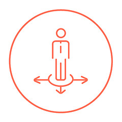 Image showing Businessman in three ways line icon.