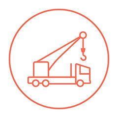 Image showing Mobile crane line icon.