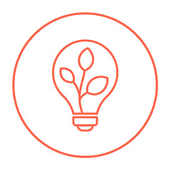 Image showing Lightbulb and plant inside line icon.