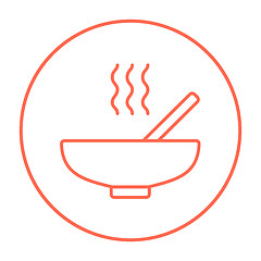 Image showing Bowl of hot soup with spoon line icon.