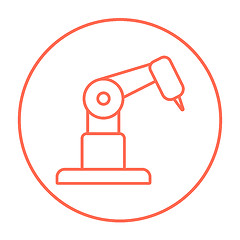 Image showing Industrial mechanical robot arm line icon.